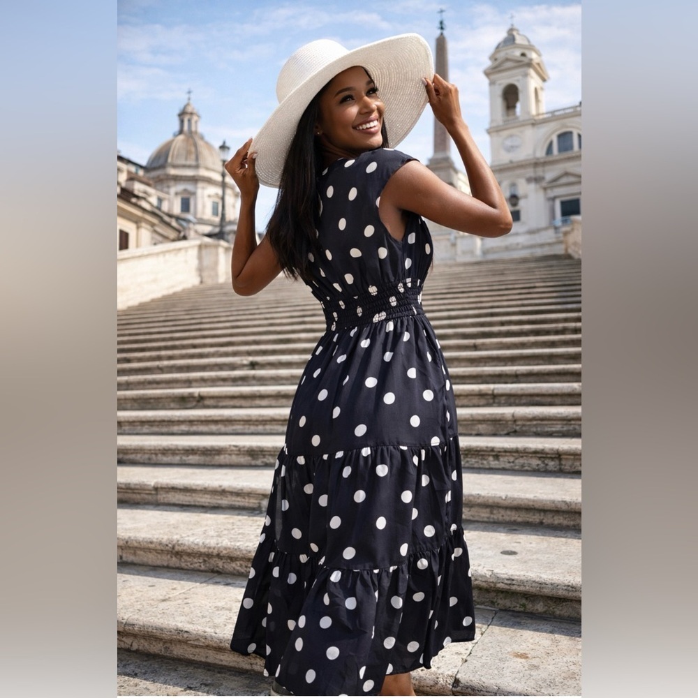 NICOLE MILLER NEW YORK Cotton Lux Polka Dot Maxi Dress